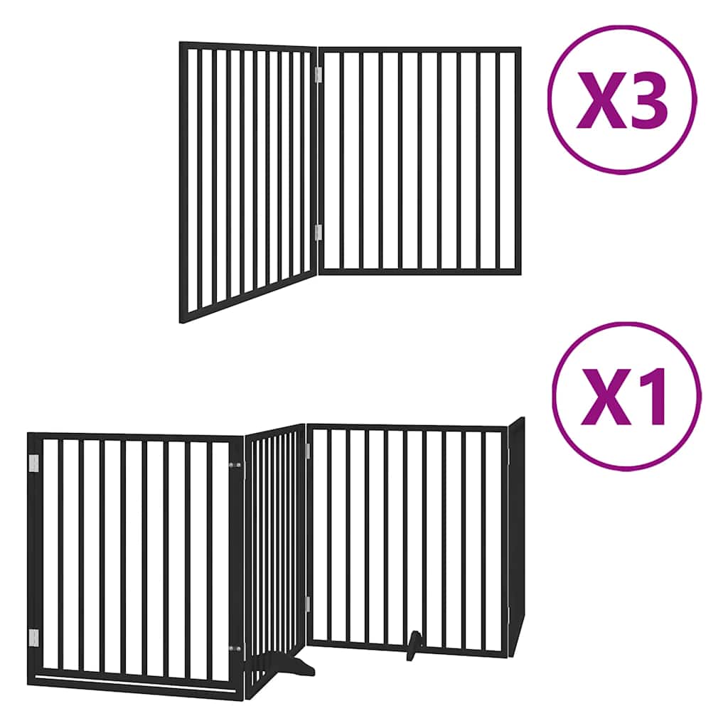 Dog Gate with Door Foldable 10 Panels Black 800 cm Poplar Wood