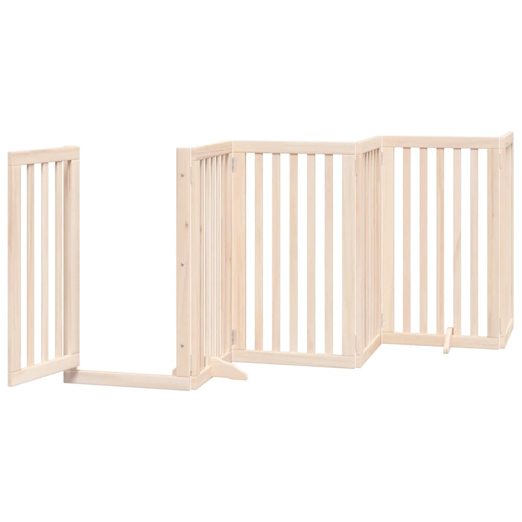 Dog Gate with Door Foldable 9 Panels 450 cm Poplar Wood
