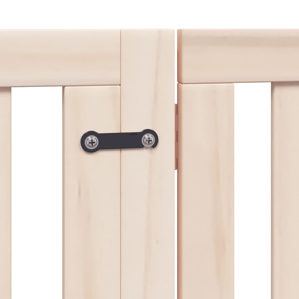 Dog Gate with Door Foldable 8 Panels 640 cm Poplar Wood