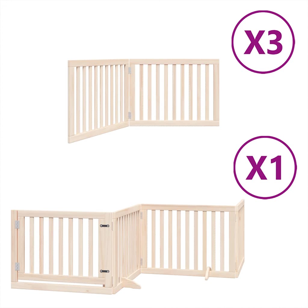 Dog Gate with Door Foldable 10 Panels 800 cm Poplar Wood