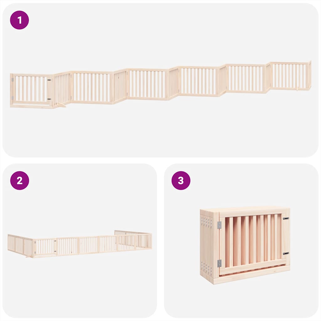 Dog Gate with Door Foldable 12 Panels 960 cm Poplar Wood