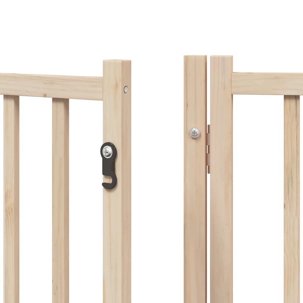 Dog Gate with Door Foldable 9 Panels 450 cm Poplar Wood