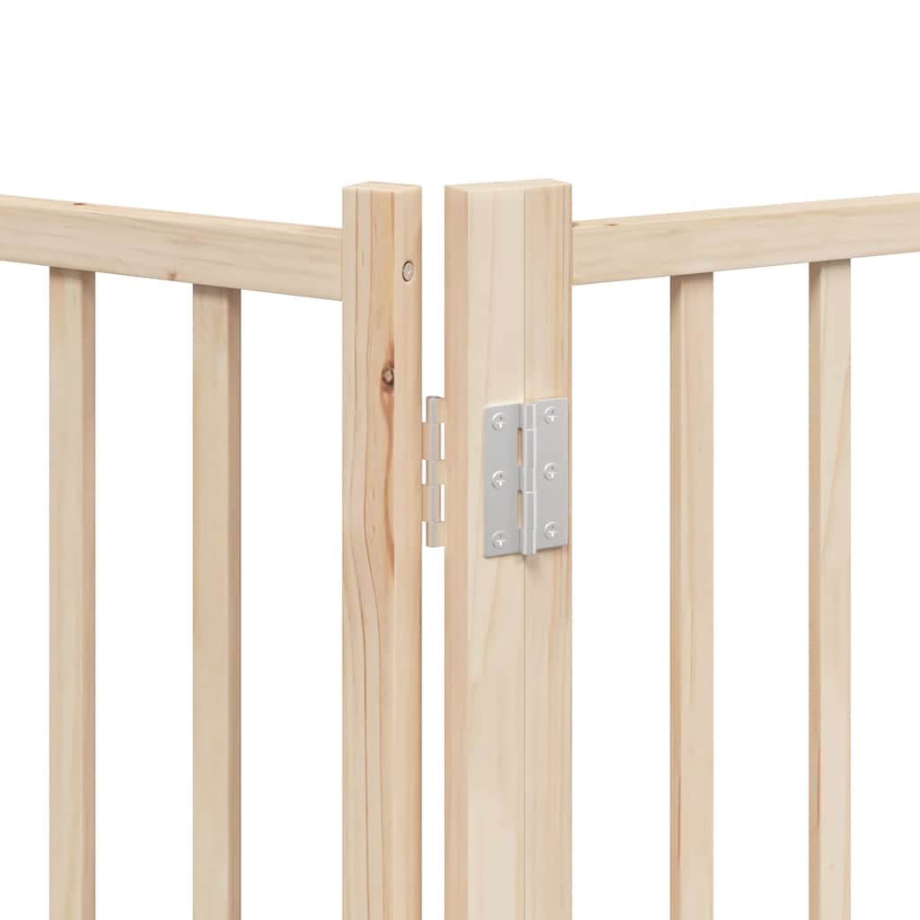 Dog Gate with Door Foldable 9 Panels 450 cm Poplar Wood
