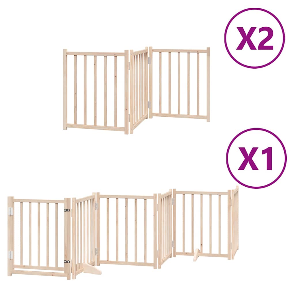 Dog Gate with Door Foldable 12 Panels 600 cm Poplar Wood