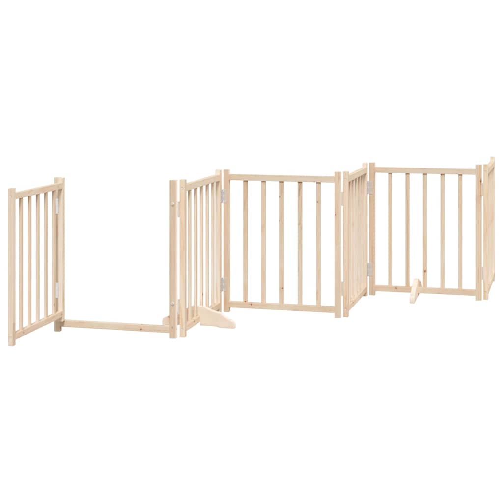 Dog Gate with Door Foldable 12 Panels 600 cm Poplar Wood