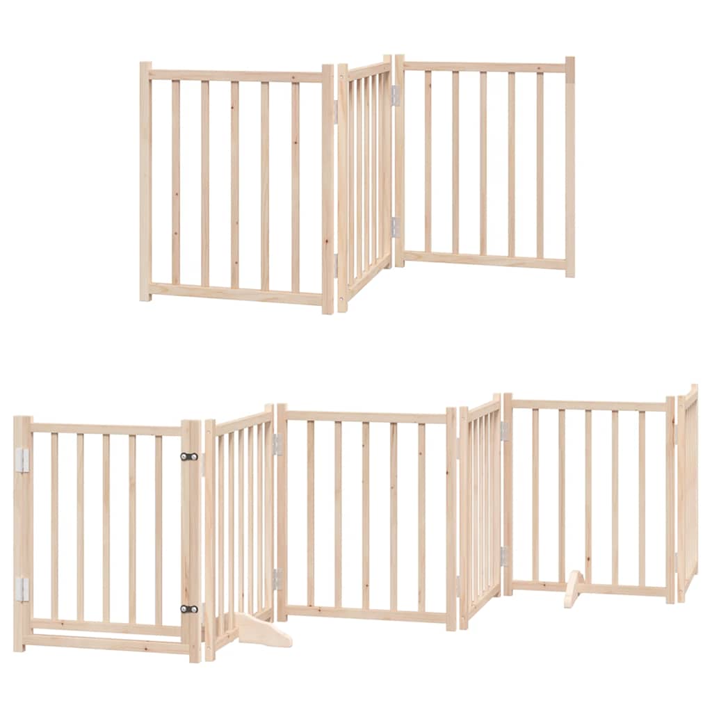 Dog Gate with Door Foldable 15 Panels 750 cm Poplar Wood