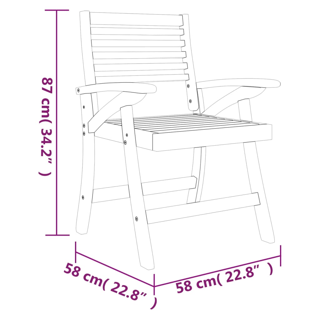 Garden Chairs 2 pcs 58x58x87 cm Solid Wood Acacia