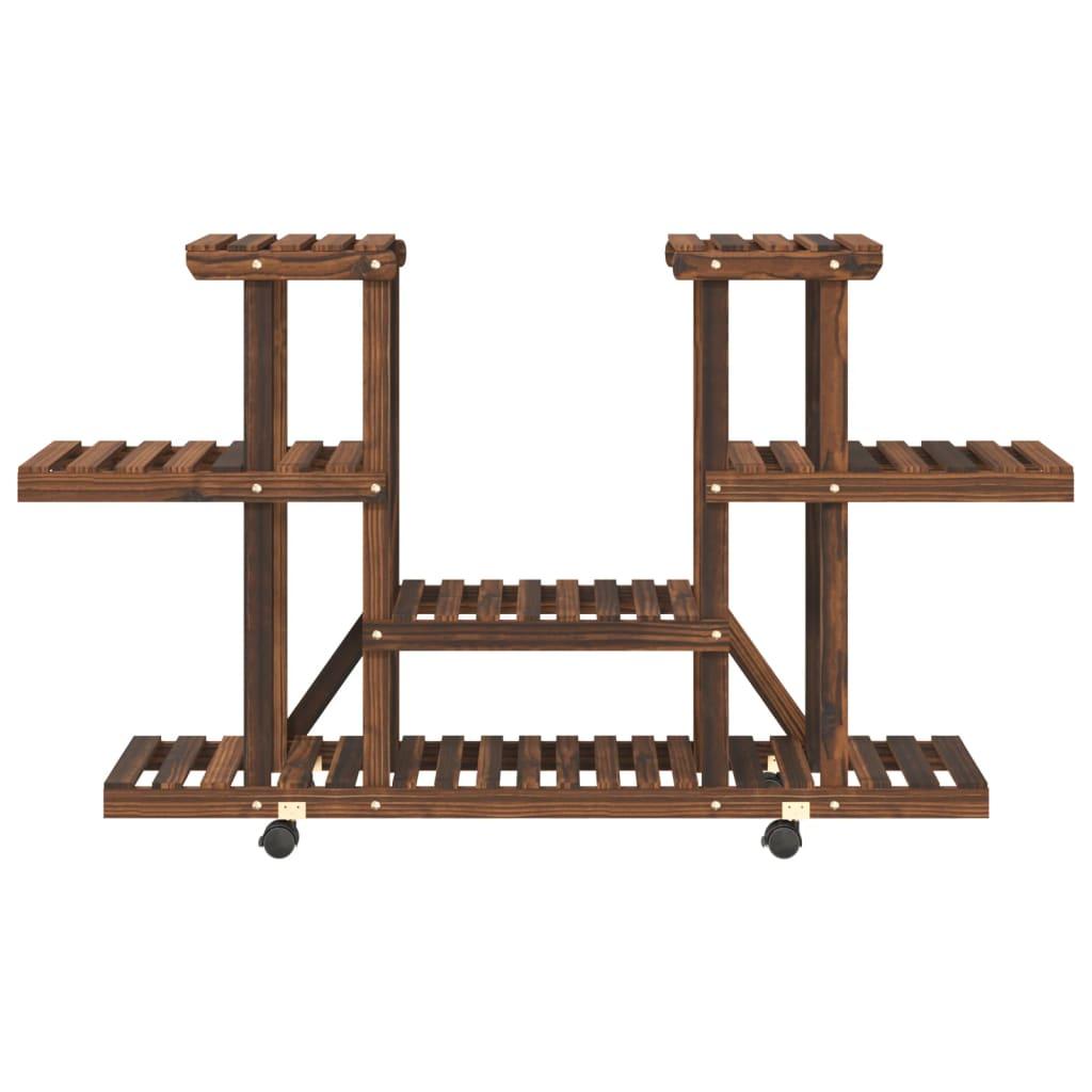 Flower Stand with Wheels 110x25x78 cm Solid Wood Fir