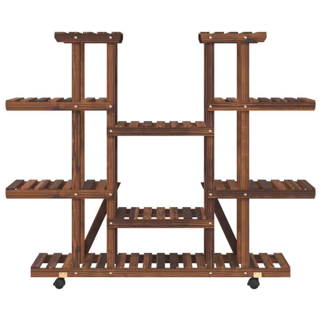 Flower Stand with Wheels 110x25x115 cm Solid Wood Fir