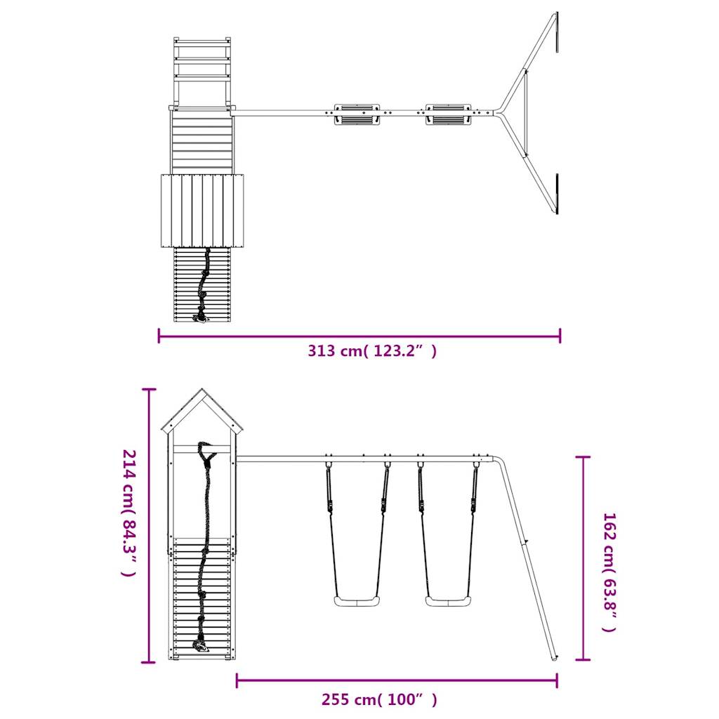 Outdoor Playset Solid Wood Pine