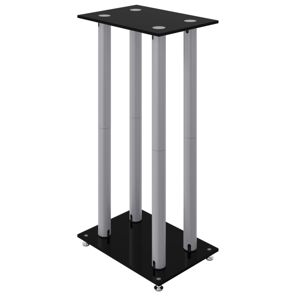 Speaker Stands 2 pcs Black and Silver 4 Pillars Design