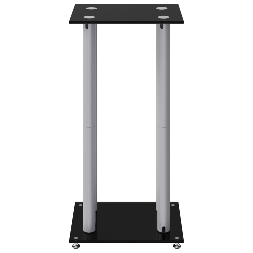 Speaker Stands 2 pcs Black and Silver 4 Pillars Design