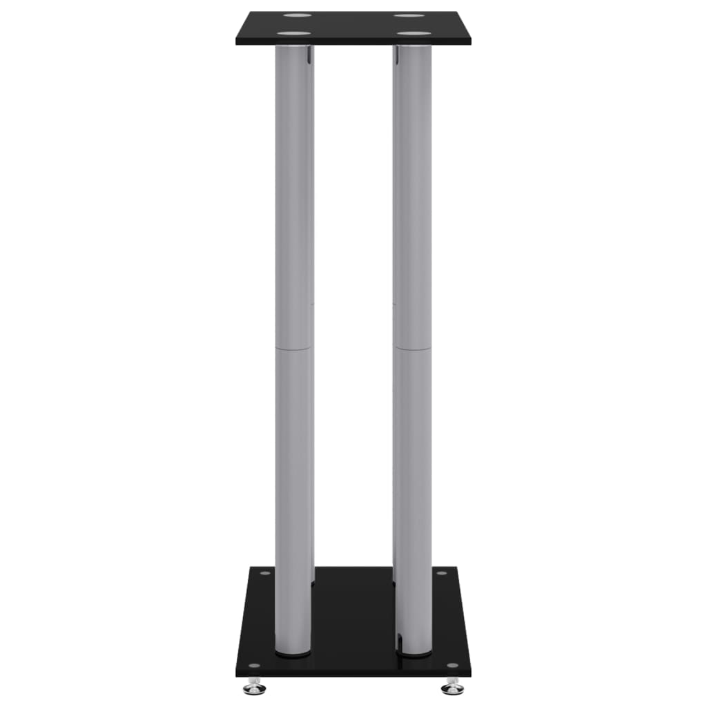 Speaker Stands 2 pcs Black and Silver 4 Pillars Design