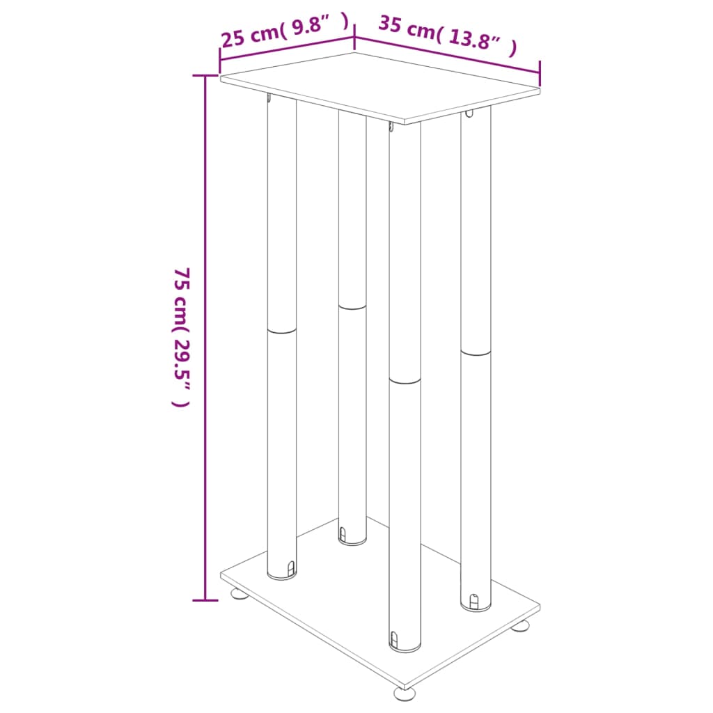 Speaker Stands 2 pcs Black and Silver 4 Pillars Design