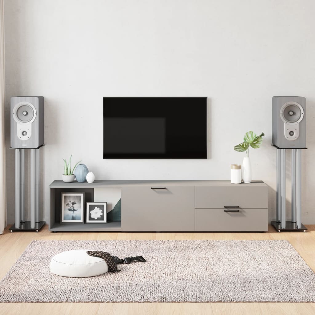 Speaker Stands 2 pcs Black and Silver 4 Pillars Design