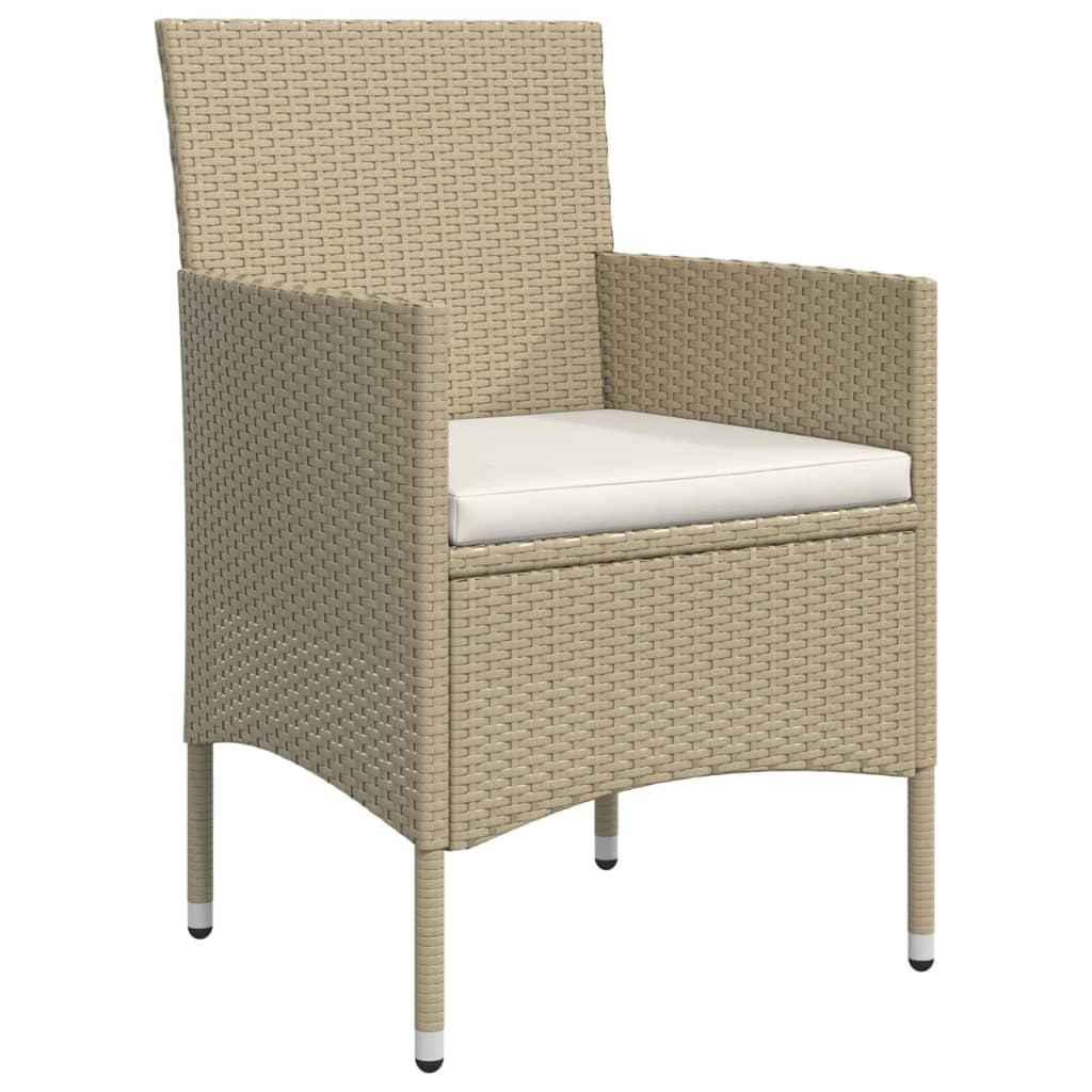 7 Piece Garden Dining Set with Cushions Beige and Black