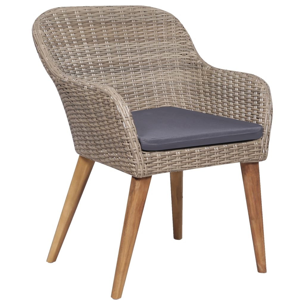 7 Piece Garden Dining Set with Cushions Brown