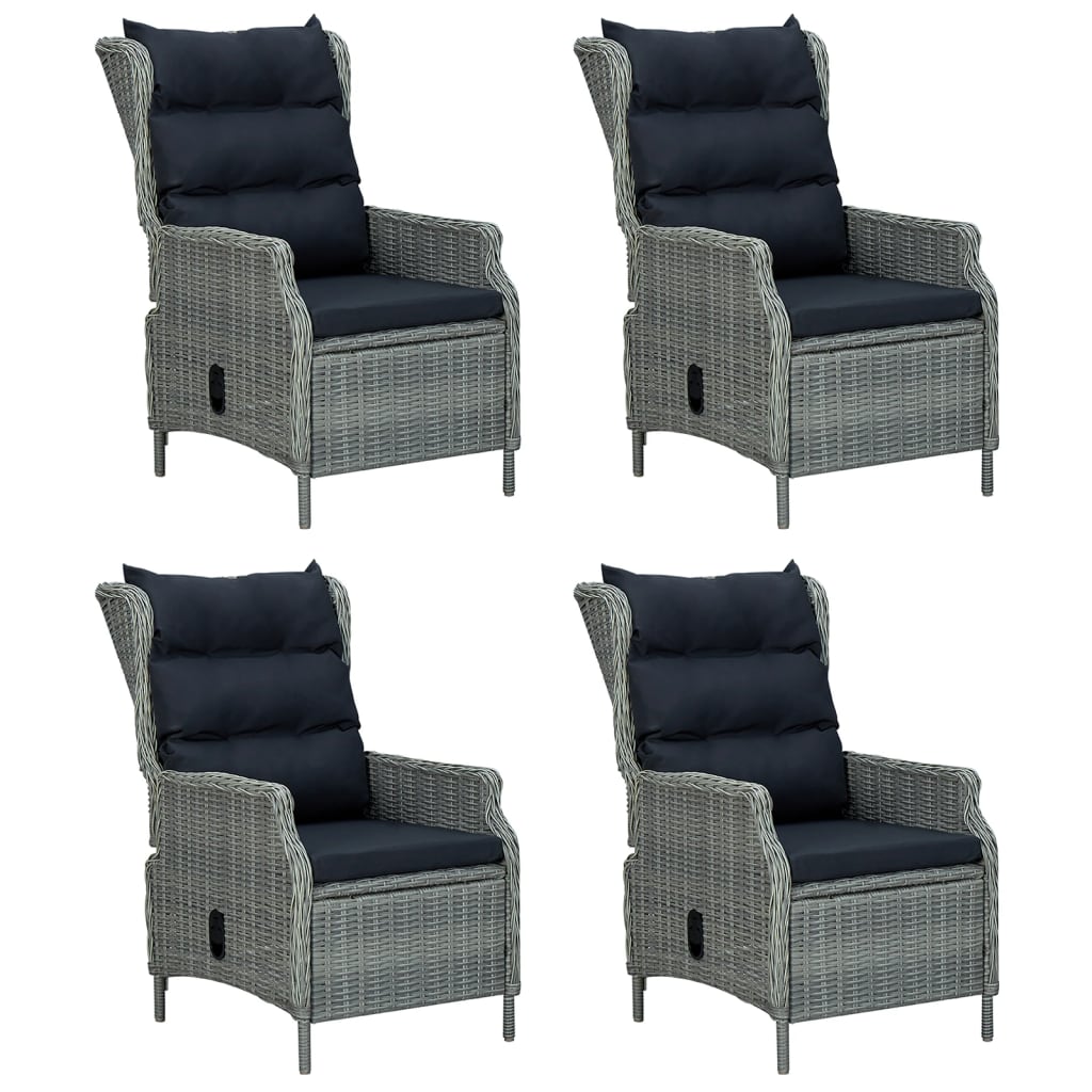 5 Piece Garden Dining Set Light Grey Poly Rattan