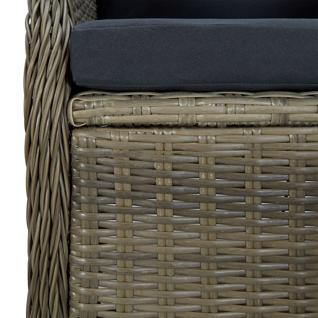 5 Piece Garden Dining Set Brown Poly Rattan