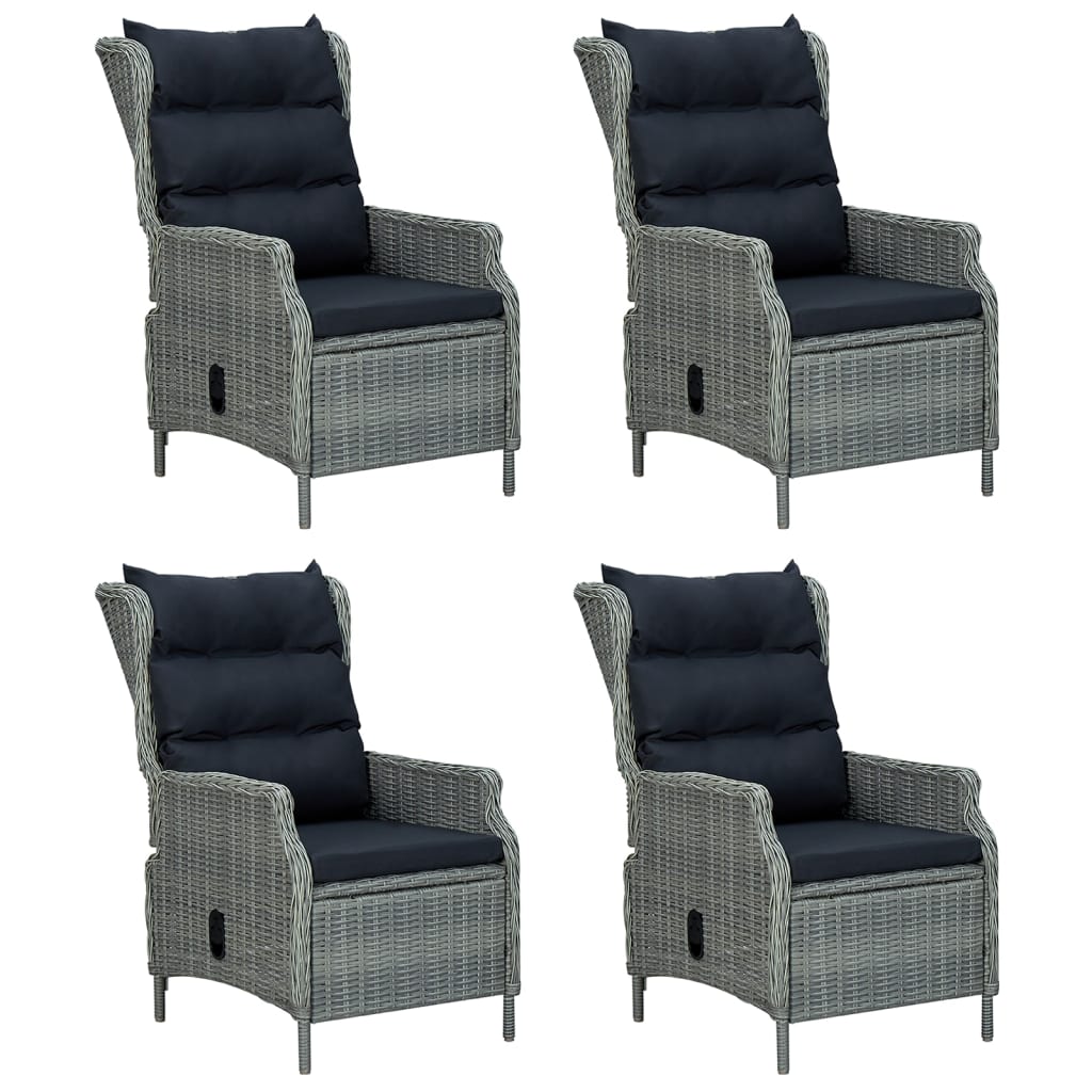 5 Piece Garden Dining Set Light Grey Poly Rattan