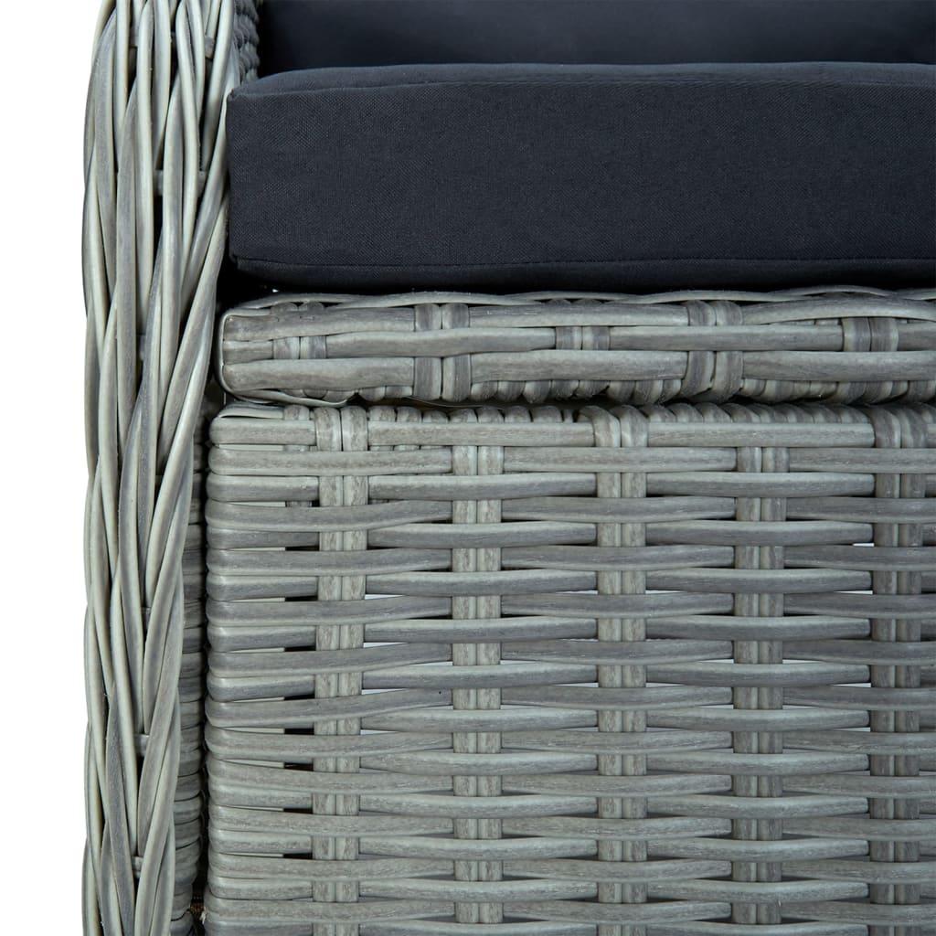 5 Piece Garden Dining Set Light Grey Poly Rattan