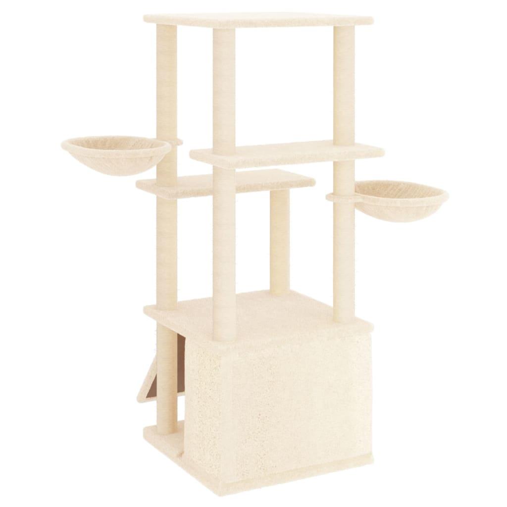 Cat Tree with Sisal Scratching Posts Cream 133 cm