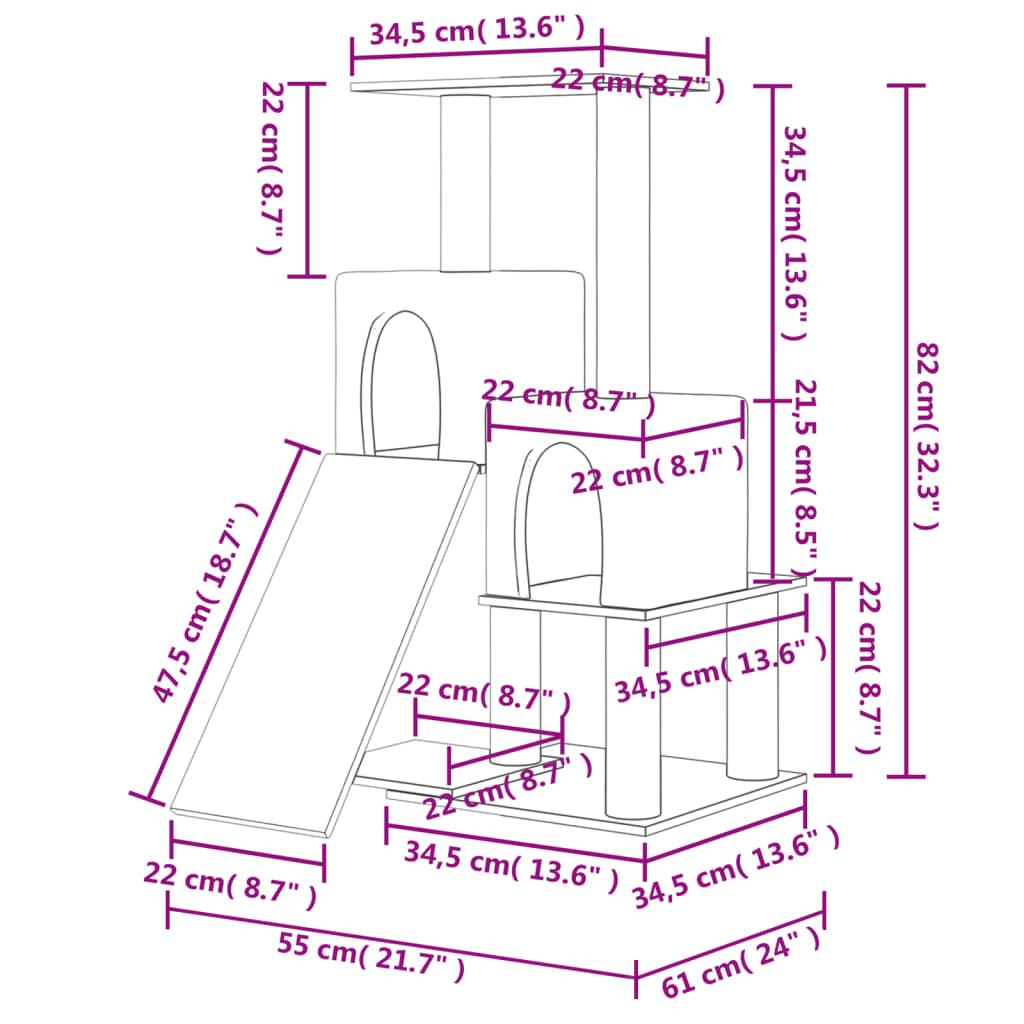 Cat Tree with Sisal Scratching Posts Light Grey 82 cm
