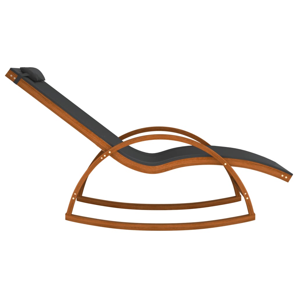 Rocking Chair Grey Textilene and Solid Wood Poplar
