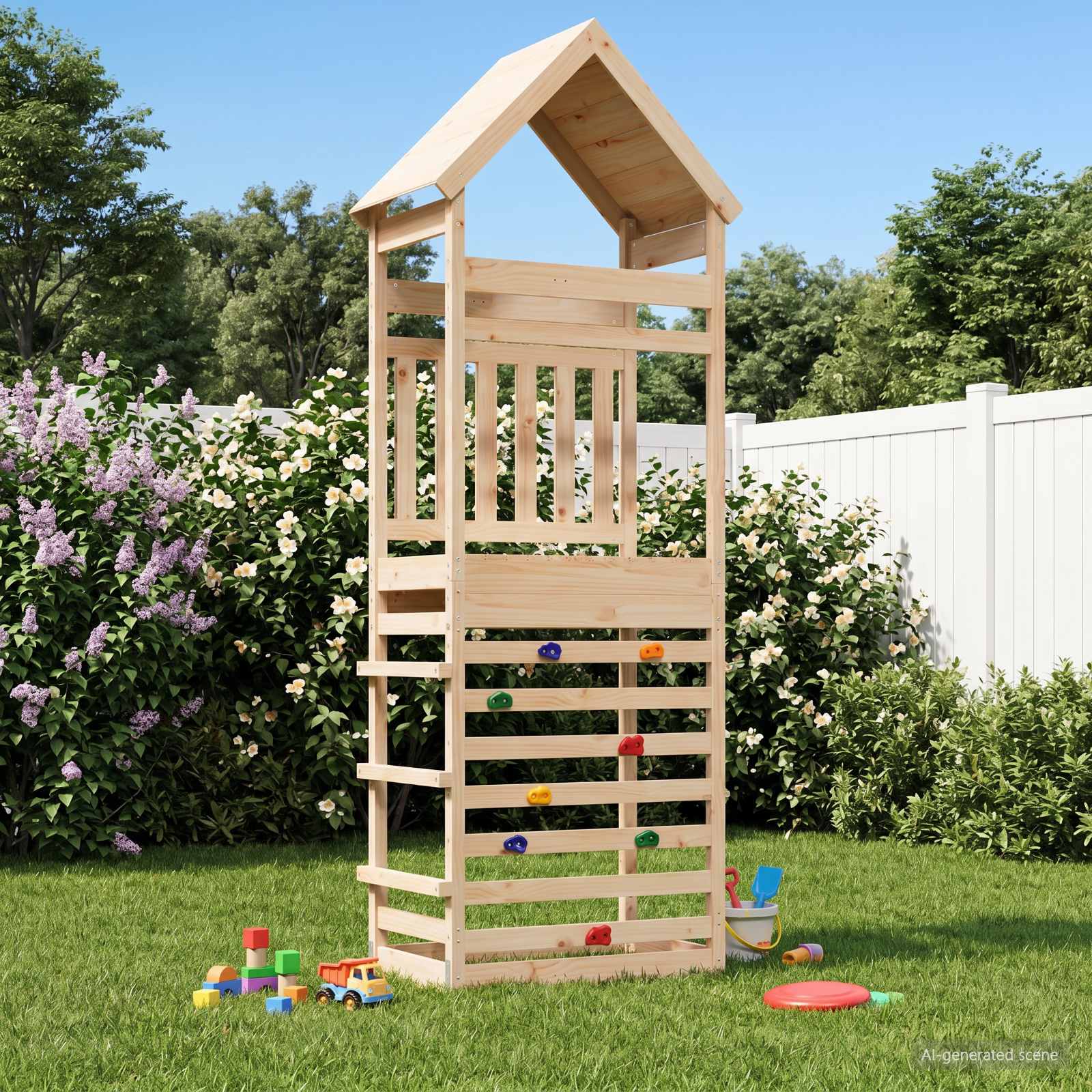 Outdoor Play Tower Natural 53 x 85 x 264 cm Solid Pine Wood