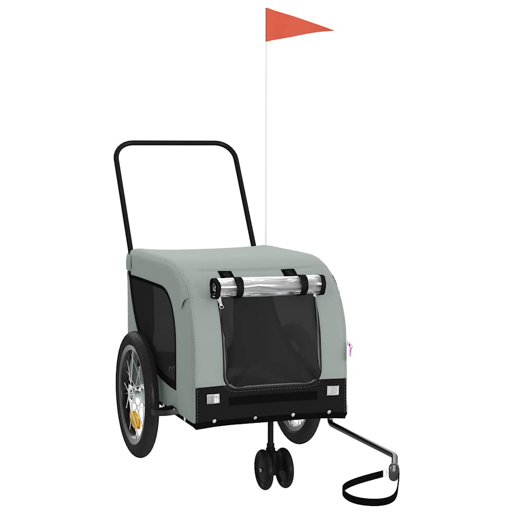 Pet Bike Trailer Grey and Black Oxford Fabric and Iron