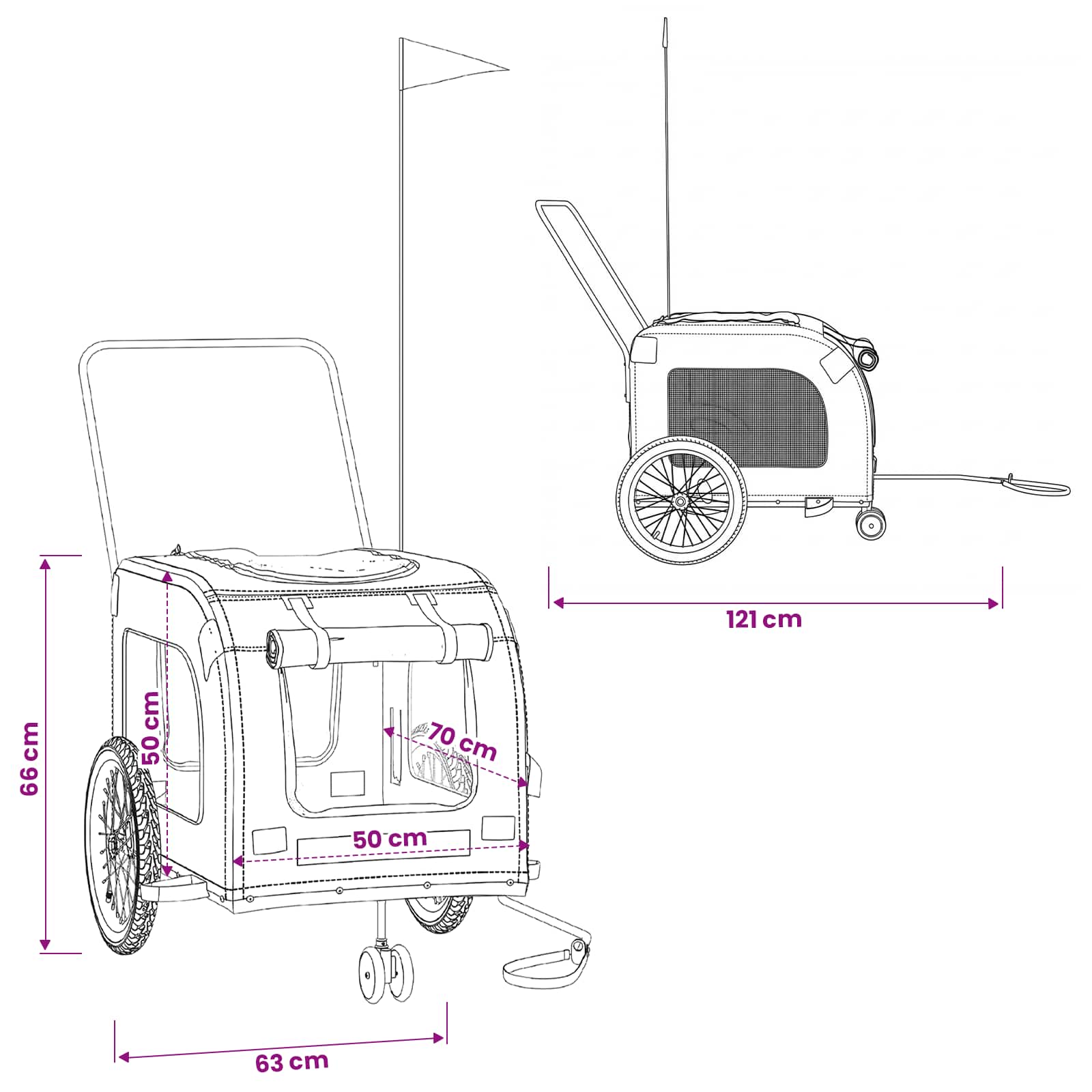 Pet Bike Trailer Grey and Black Oxford Fabric and Iron