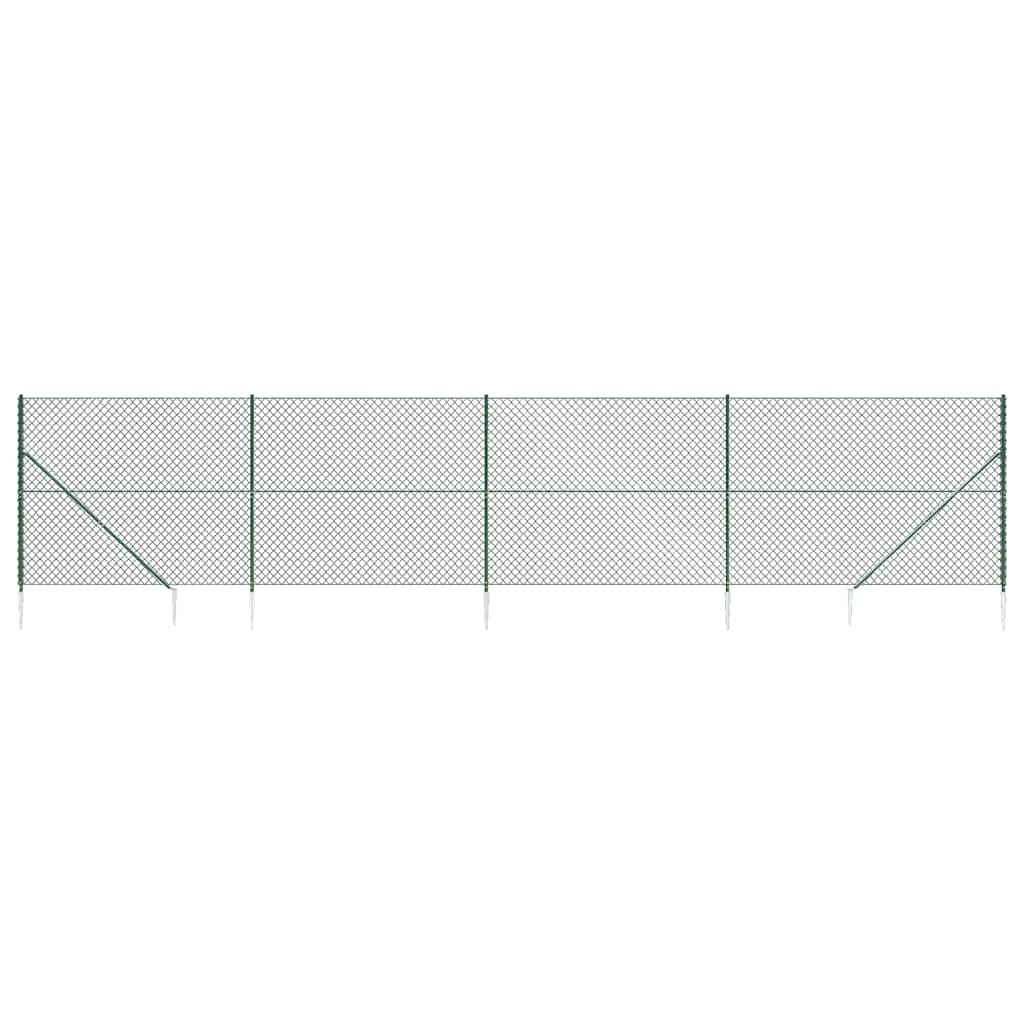 Chain Link Fence with Spike Anchors Green 1.8x10 m