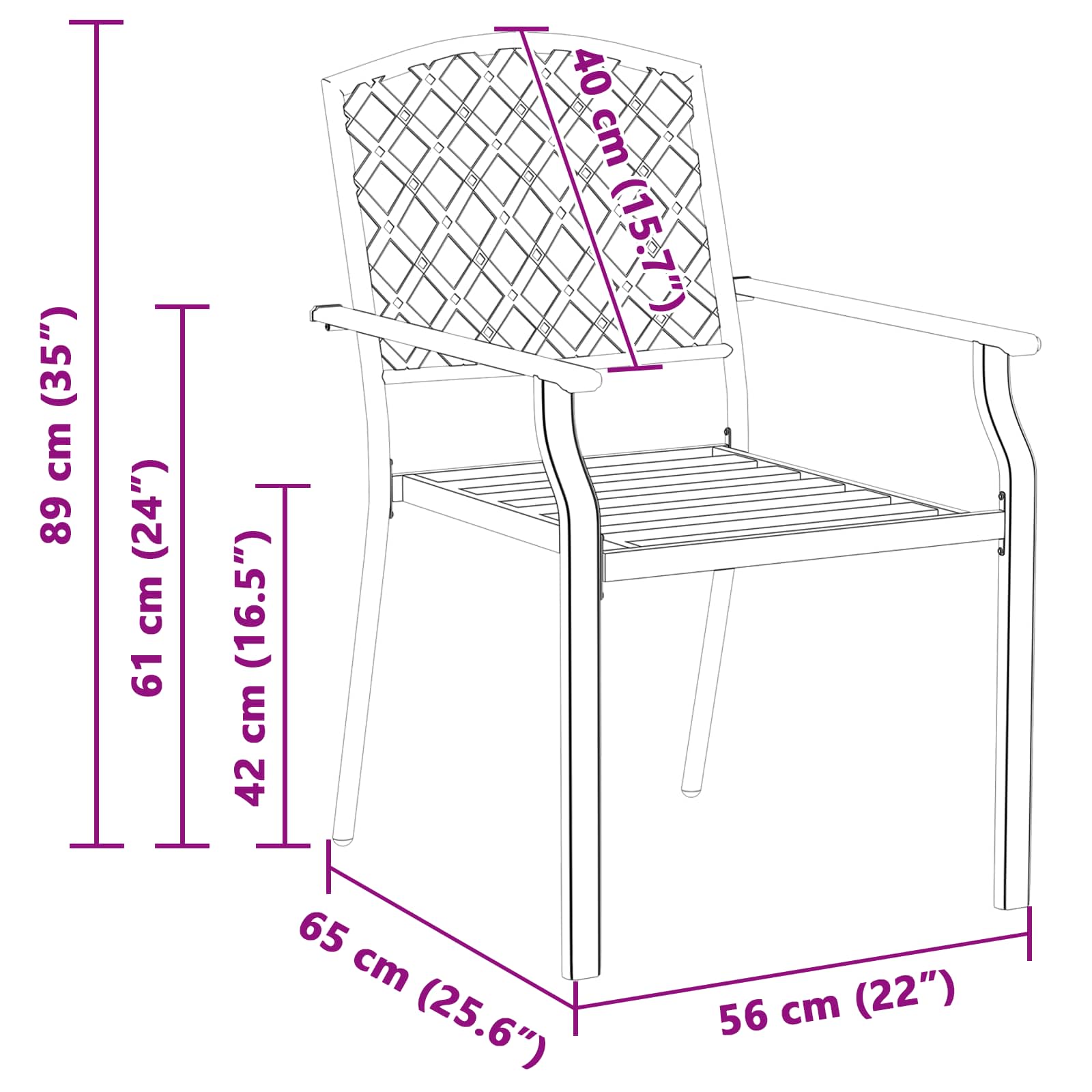 Garden Chair 4 pcs Anthracite 56 x 65 x 89 cm Steel