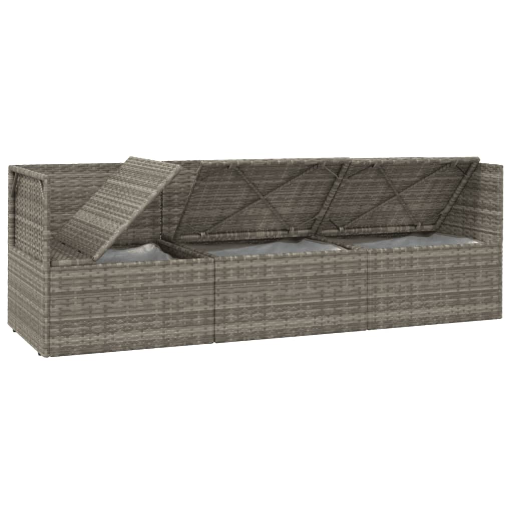 4 Piece Garden Lounge Set with Cushions Grey Poly Rattan