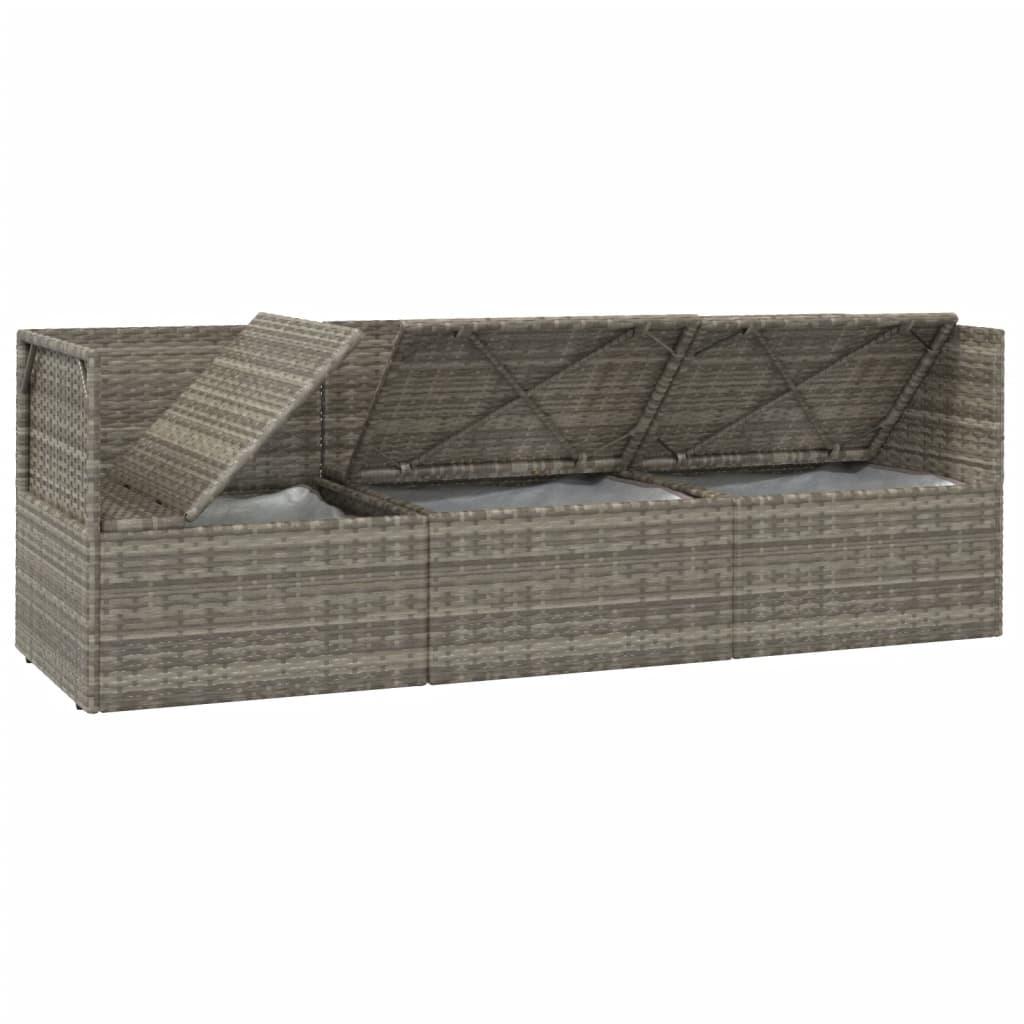 5 Piece Garden Lounge Set with Cushions Grey Poly Rattan