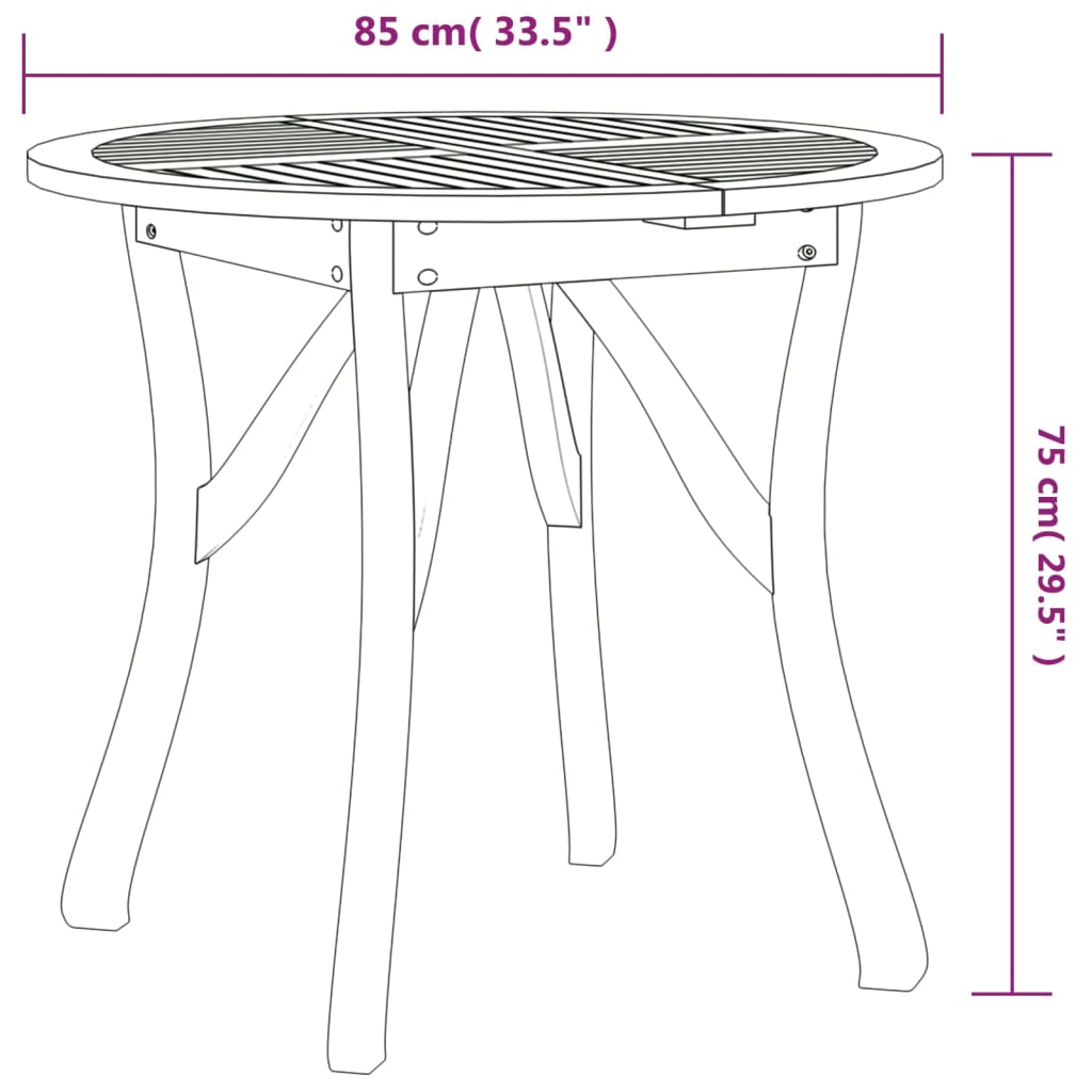3 Piece Garden Dining Set Solid Wood Acacia