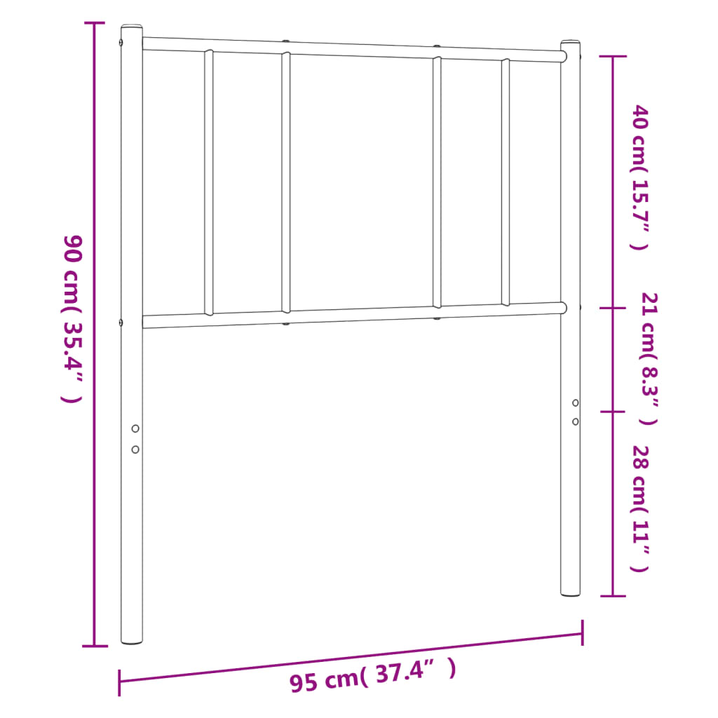 Metal Replace Headboard Black 90 cm