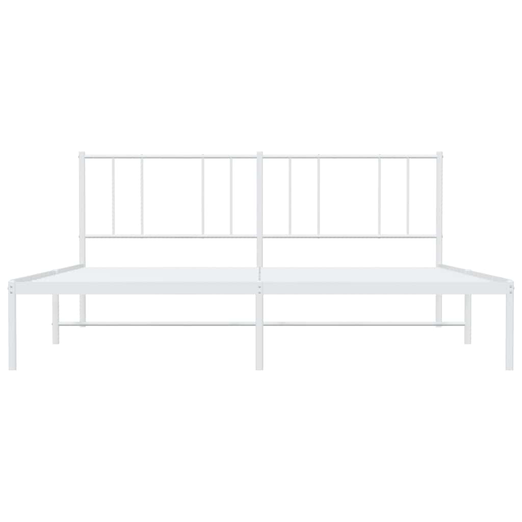 Metal Bed Frame without Mattress with Headboard White 183x203 cm King