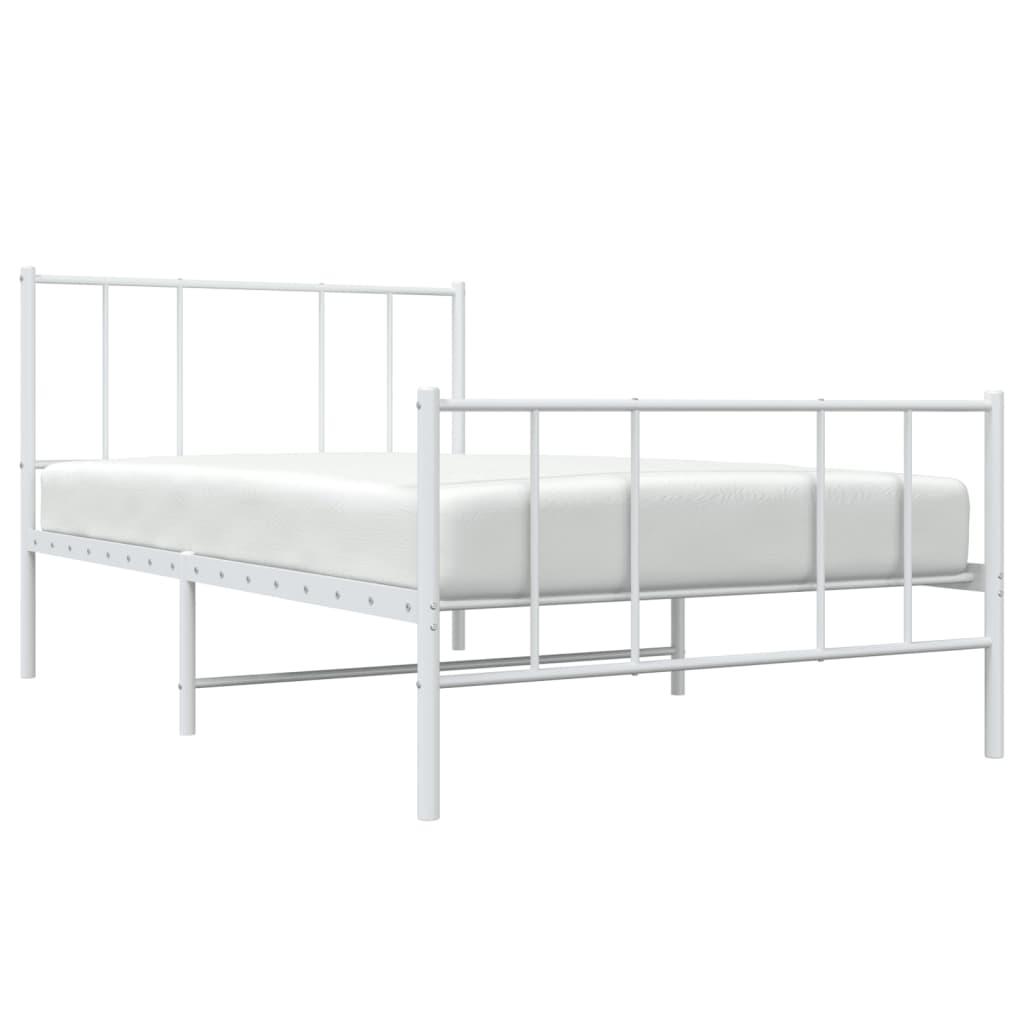 Metal Bed Frame without Mattress with Footboard White 107x203 cm King Single