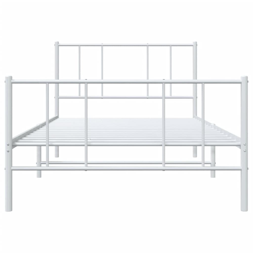 Metal Bed Frame without Mattress with Footboard White 107x203 cm King Single