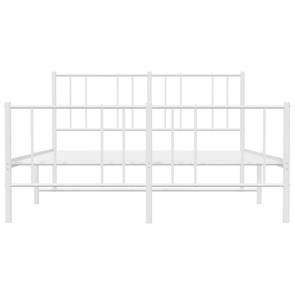 Metal Bed Frame without Mattress with Footboard White 150x200 cm