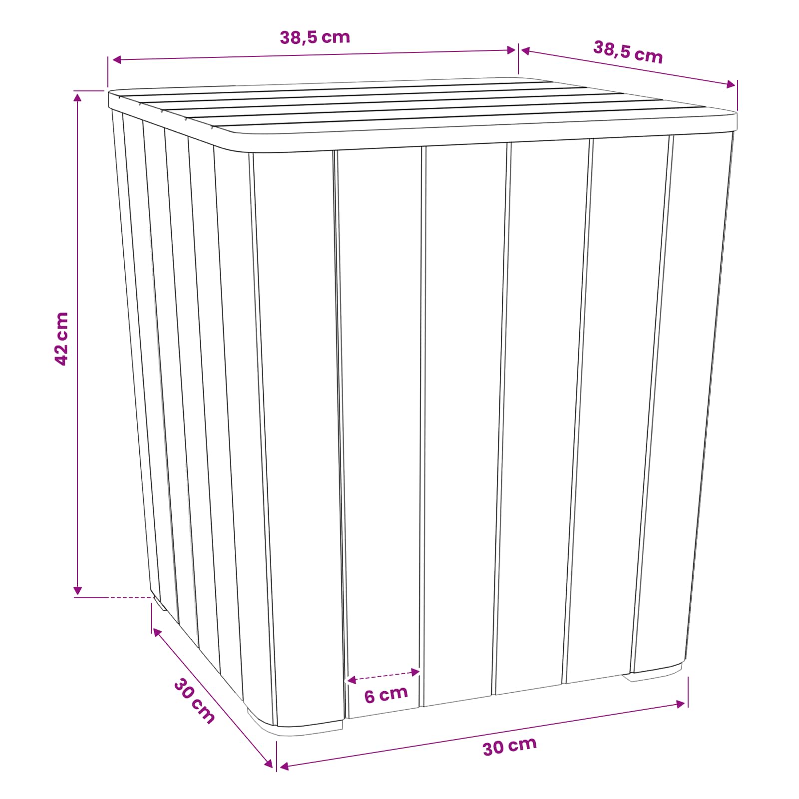 Garden Table with Removable Lid Black Polypropylene