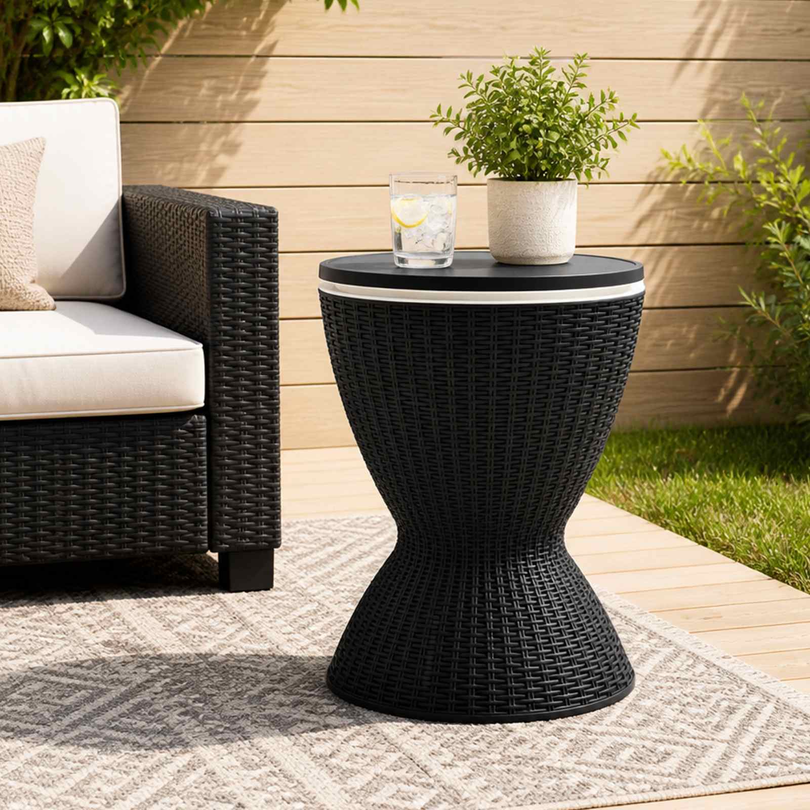 3-in-1 Ice Cooler Table Black Polypropylene