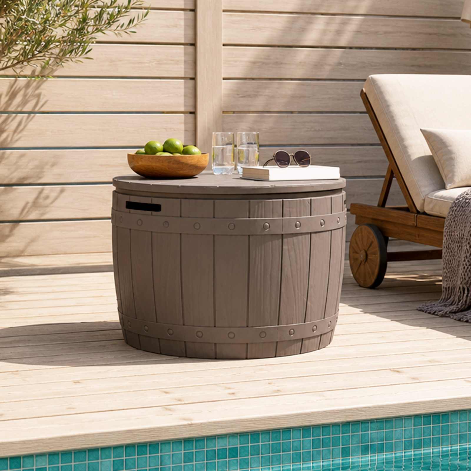 3-in-1 Garden Storage Box Light Brown Polypropylene
