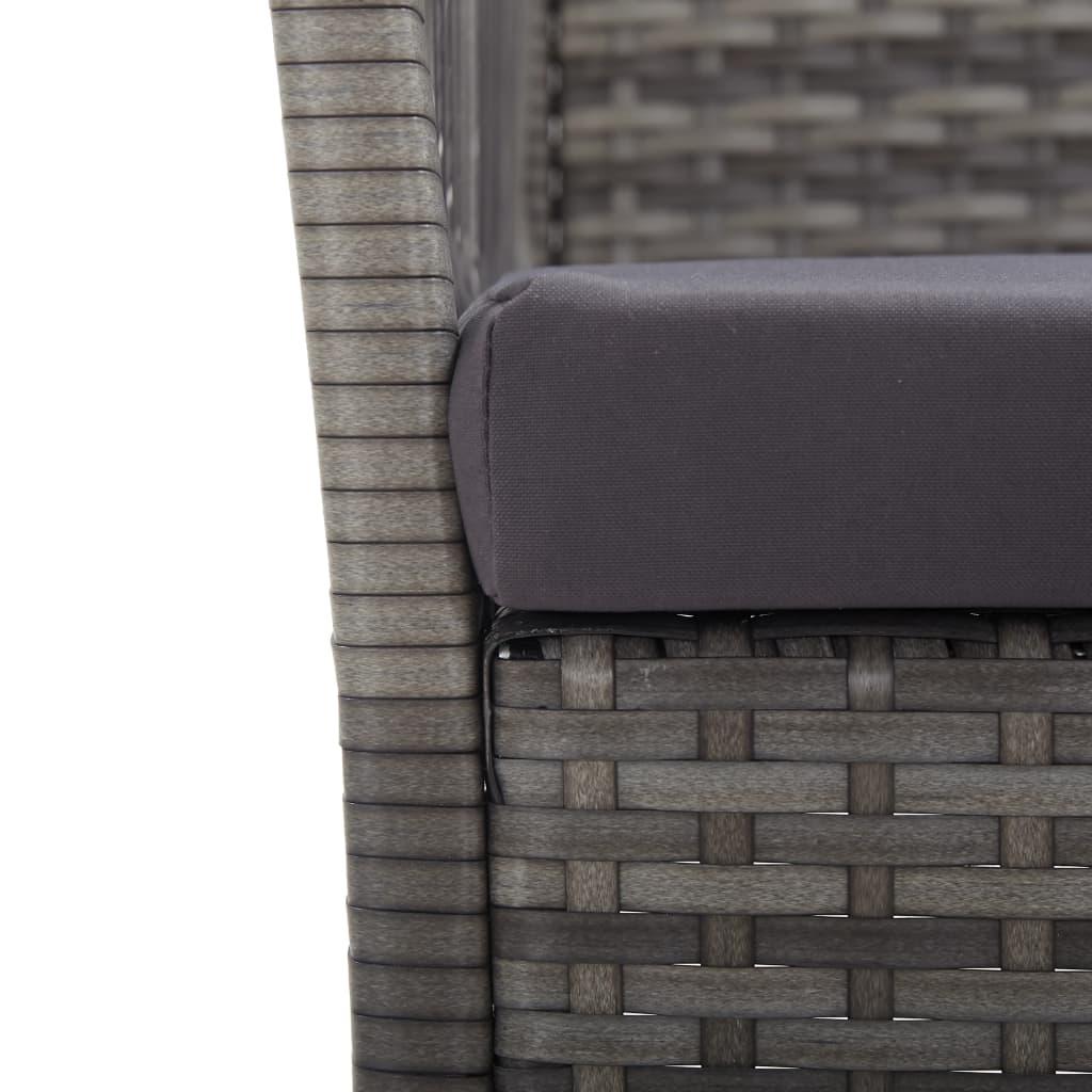 Garden Armchairs with Cushions 2 pcs Grey Poly Rattan