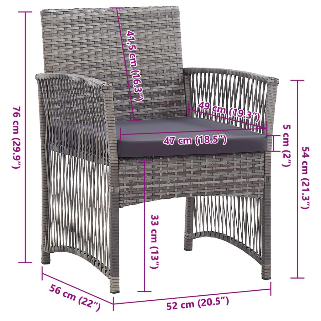 Garden Armchairs with Cushions 2 pcs Grey Poly Rattan