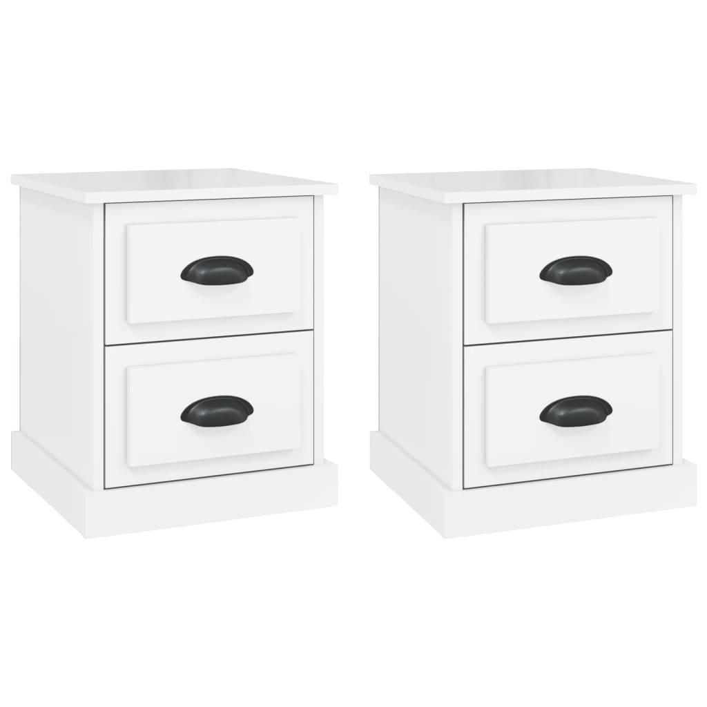 Bedside Cabinets 2 pcs High Gloss White 39x39x47.5 cm Engineered Wood