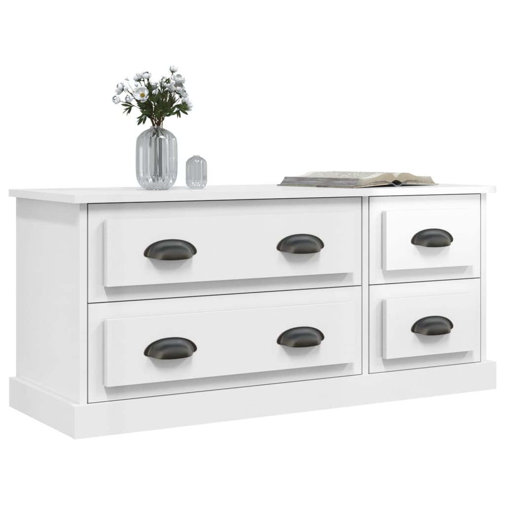 TV Cabinet High Gloss White 100x35.5x45 cm Engineered Wood