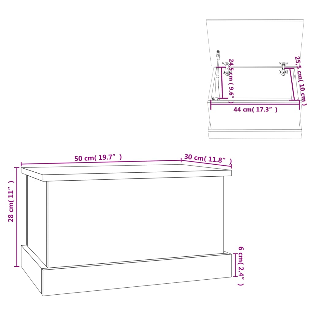 Storage Box White 50x30x28 cm Engineered Wood