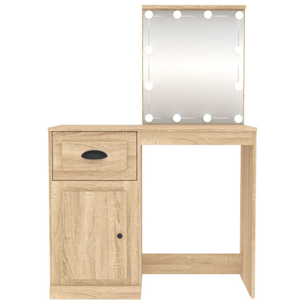 Dressing Table with LED Sonoma Oak 90x50x132.5 cm